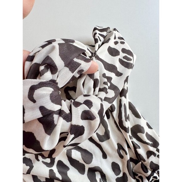 AFRM Rosalie Stark Leopard Mesh Strapless Gathered Maxi Dress, Size S - Picture 6 of 14